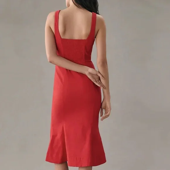 Anthropologie Red Bow Midi Dress - Picture 3 of 4